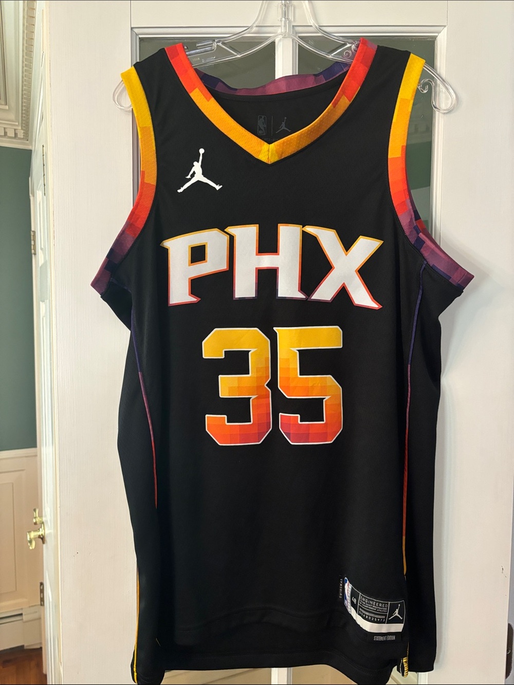 Jordan PHX #35 Black Basketball Jersey with Orange and Purple Accents